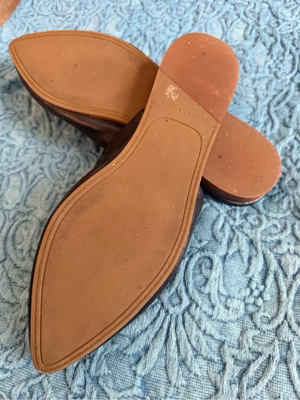 Lucky Brand Black Pointed Leather Slip-On Mules - Picture 3 of 5